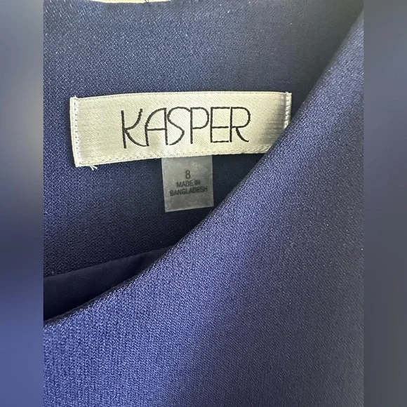 Kasper Navy Stretch Crepe Sheath Dress | Size 8 | NWT - Picture 4 of 6